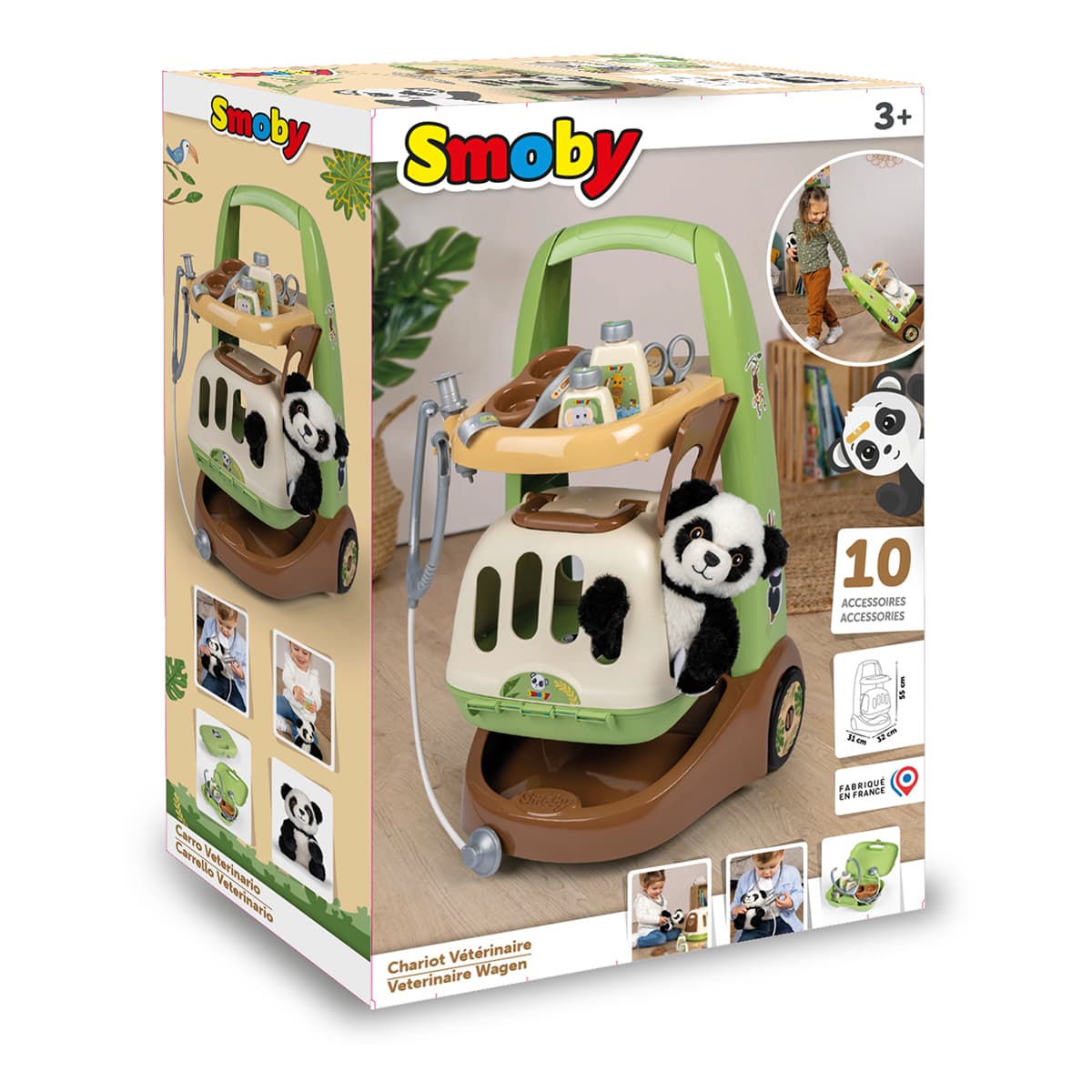 Набір Smoby Toys Візок для догляду за тваринами з іграшкою пандою, 340405