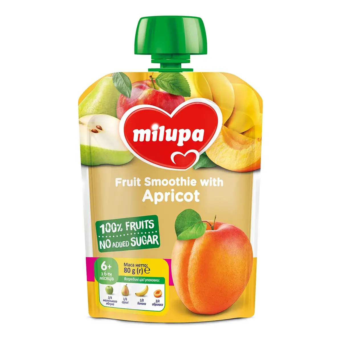 Смузі Milupa Яблуко Груша Банан Абрикос 80 г