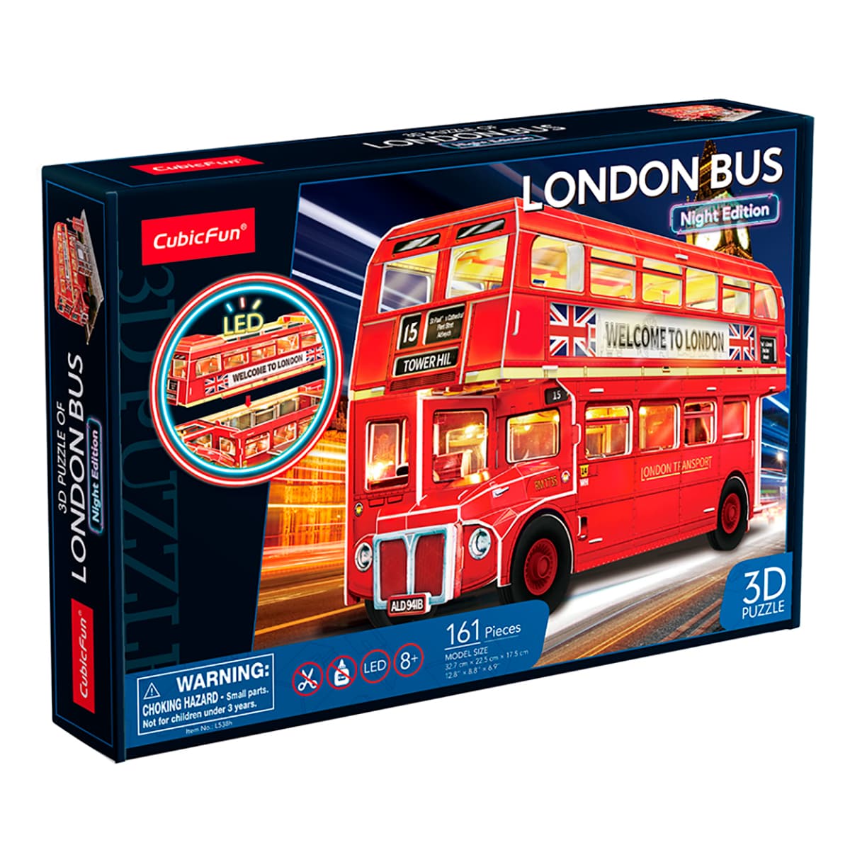 Тривимірний пазл-конструктор CubicFun London Bus з підсвіткою 161 ел, L538H — фото 2