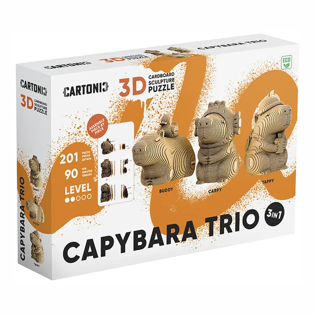 Картонний 3D Пазл Cartonic Capybara Trio 201 ел (CARTCAPYTRIO)