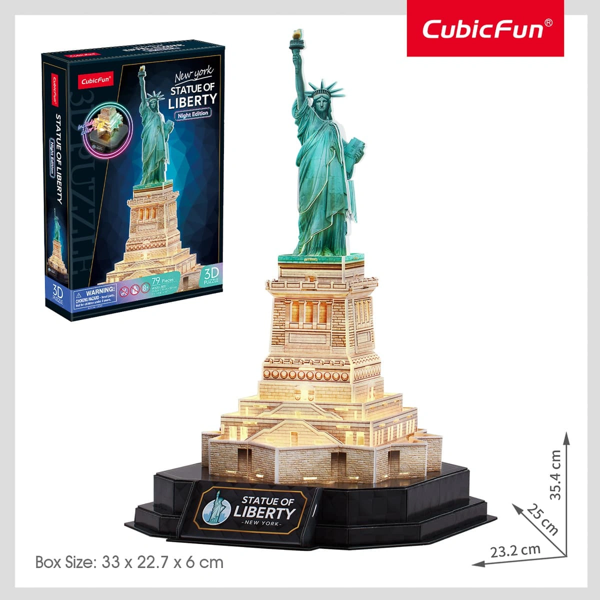 Конструктор-головоломка Cubic Fun 3D Puzzle Night edition Статуя Свободи 79 ел, L536H — фото 2