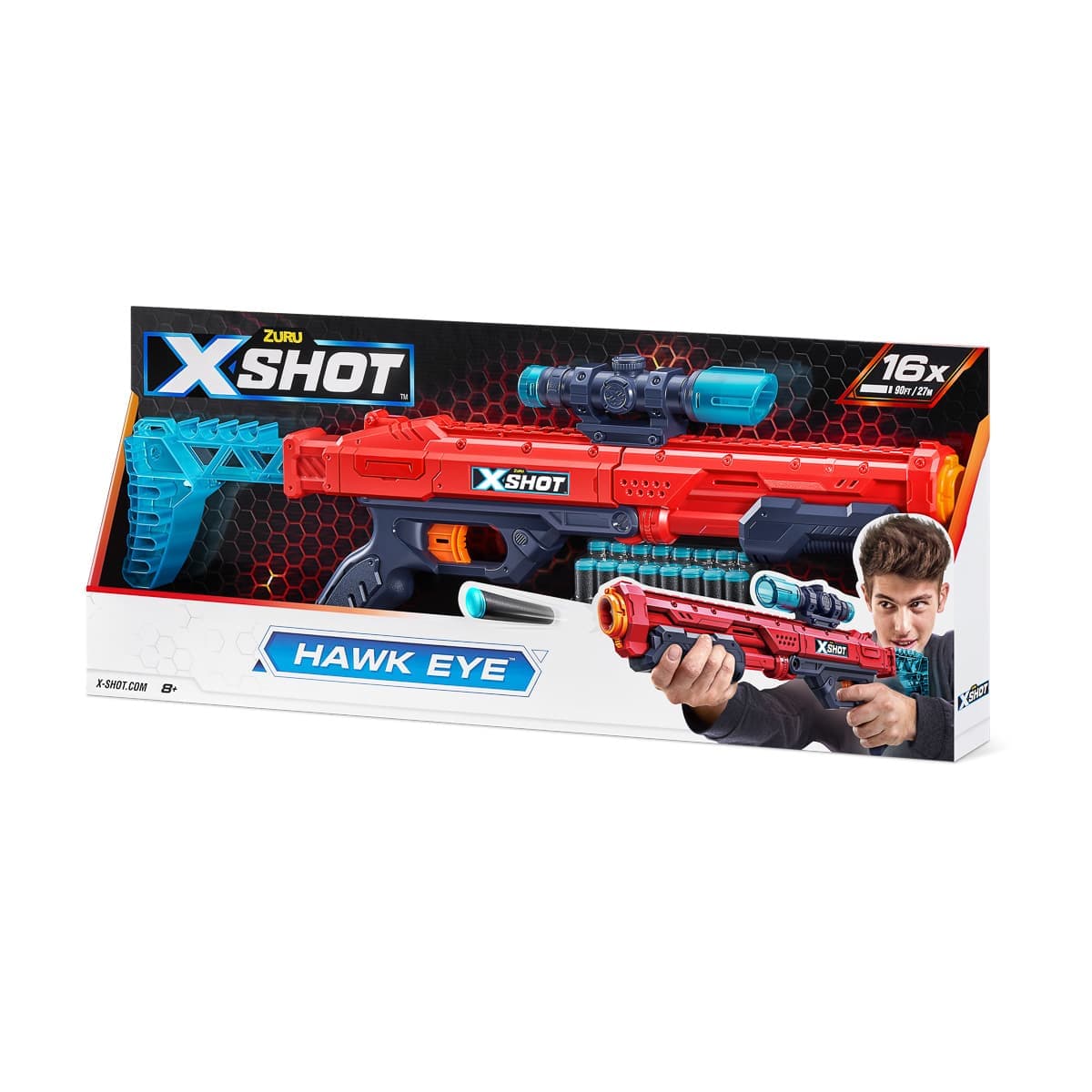 Скорострільний бластер Zuru X-Shot Red Excel Hawk Eye, 36435R — фото 3