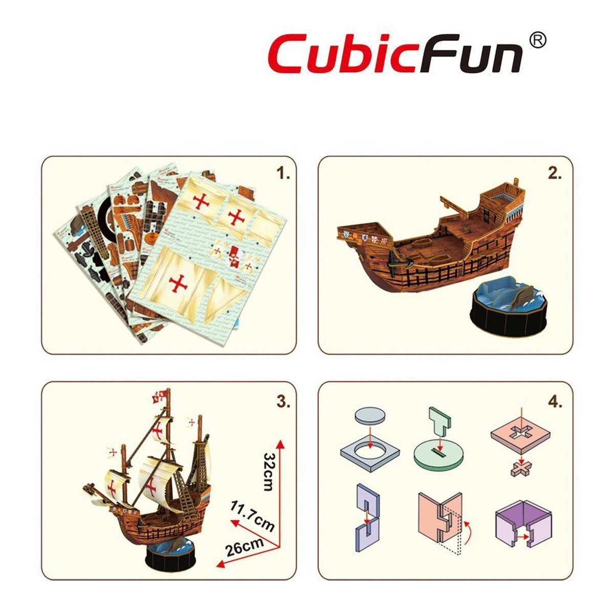 Тривимірна головоломка-конструктор CubicFun Санта Марія, T4031H — фото 6