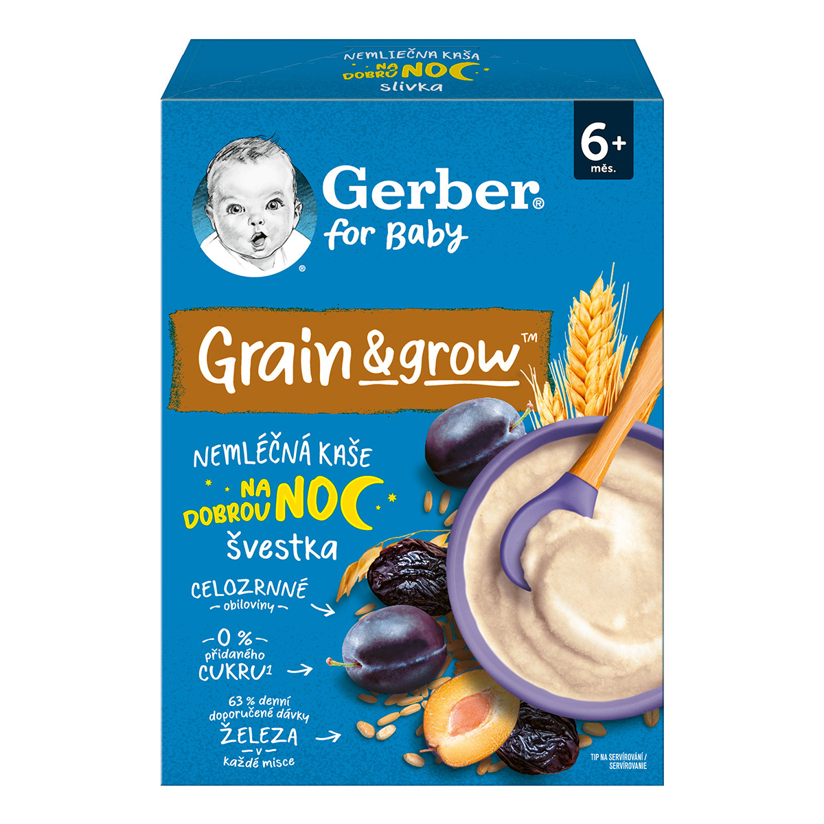 Каша безмолочна швидкорозчинна Gerber вівсяно-пшенична з чорносливом з 6 місяців, 200 г
