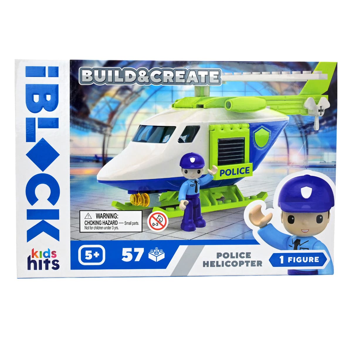 Конструктор Kids Hits IBlock Junior Поліцейський вертоліт 57 ел, KH41/002/1