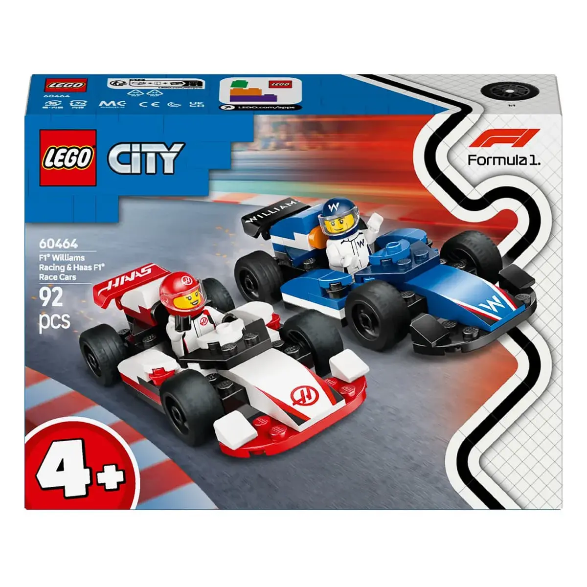 LEGO City Автомобілі для перегонів F1 команд Williams Racing та Haas F1 60464