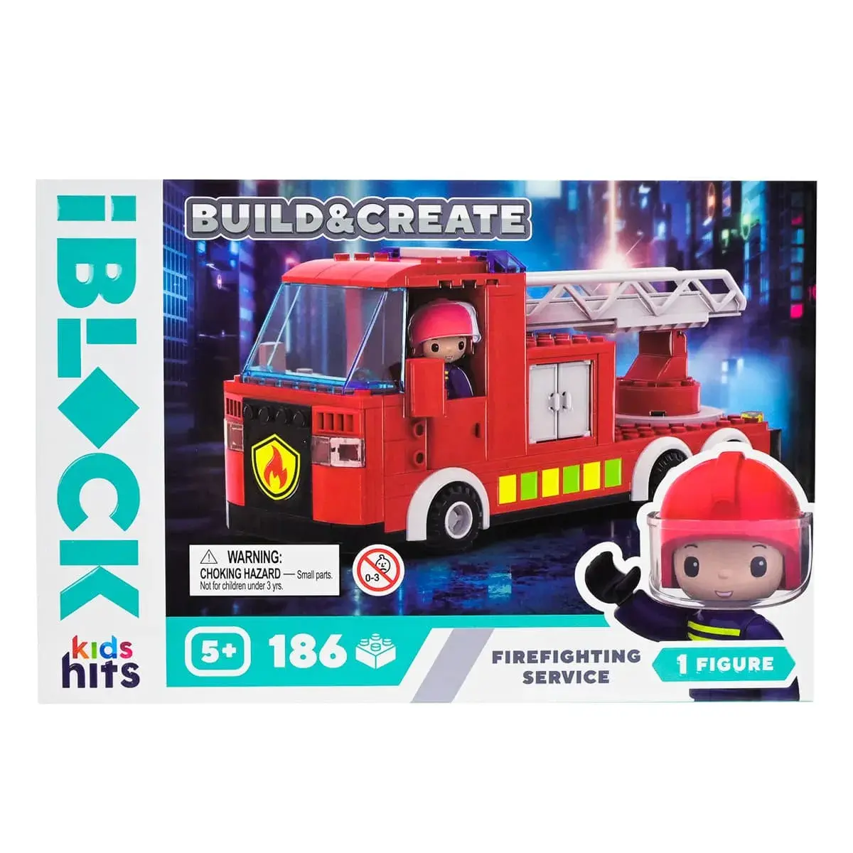 Конструктор Kids Hits IBlock Junior Пожежна машина 186 ел, KH17/001/3