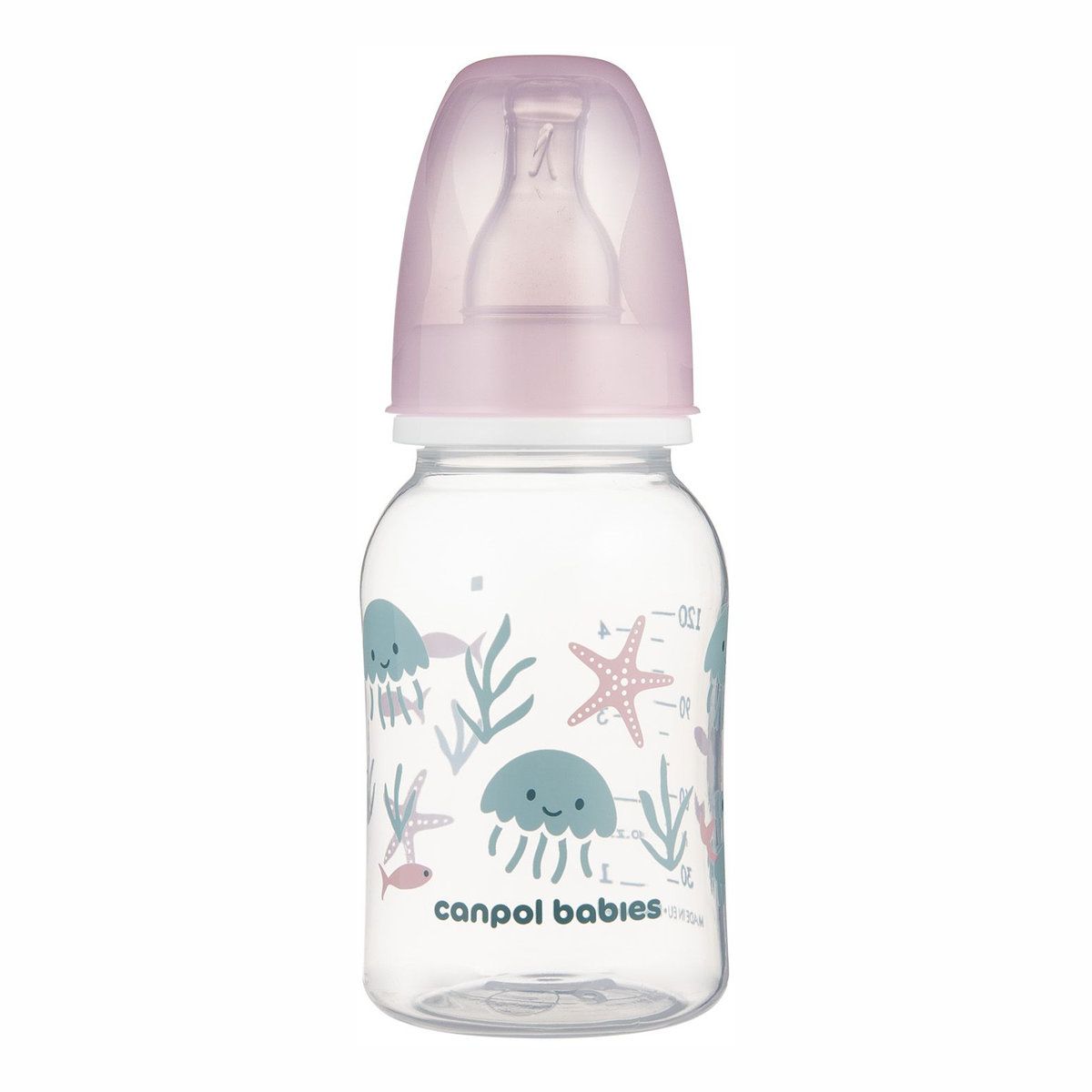 Пляшечка Canpol Babies Love&Sea рожева 120 мл 0+ міс (11/860_pin)