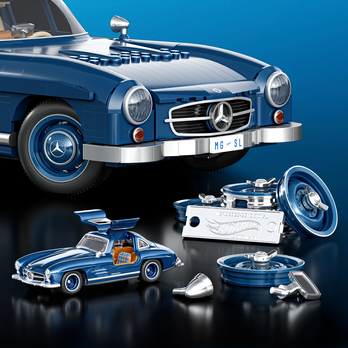 Машинка-конструктор Hot Wheels Brick Shop Mercedez-Benz 300 SL (HWW25) — фото 4