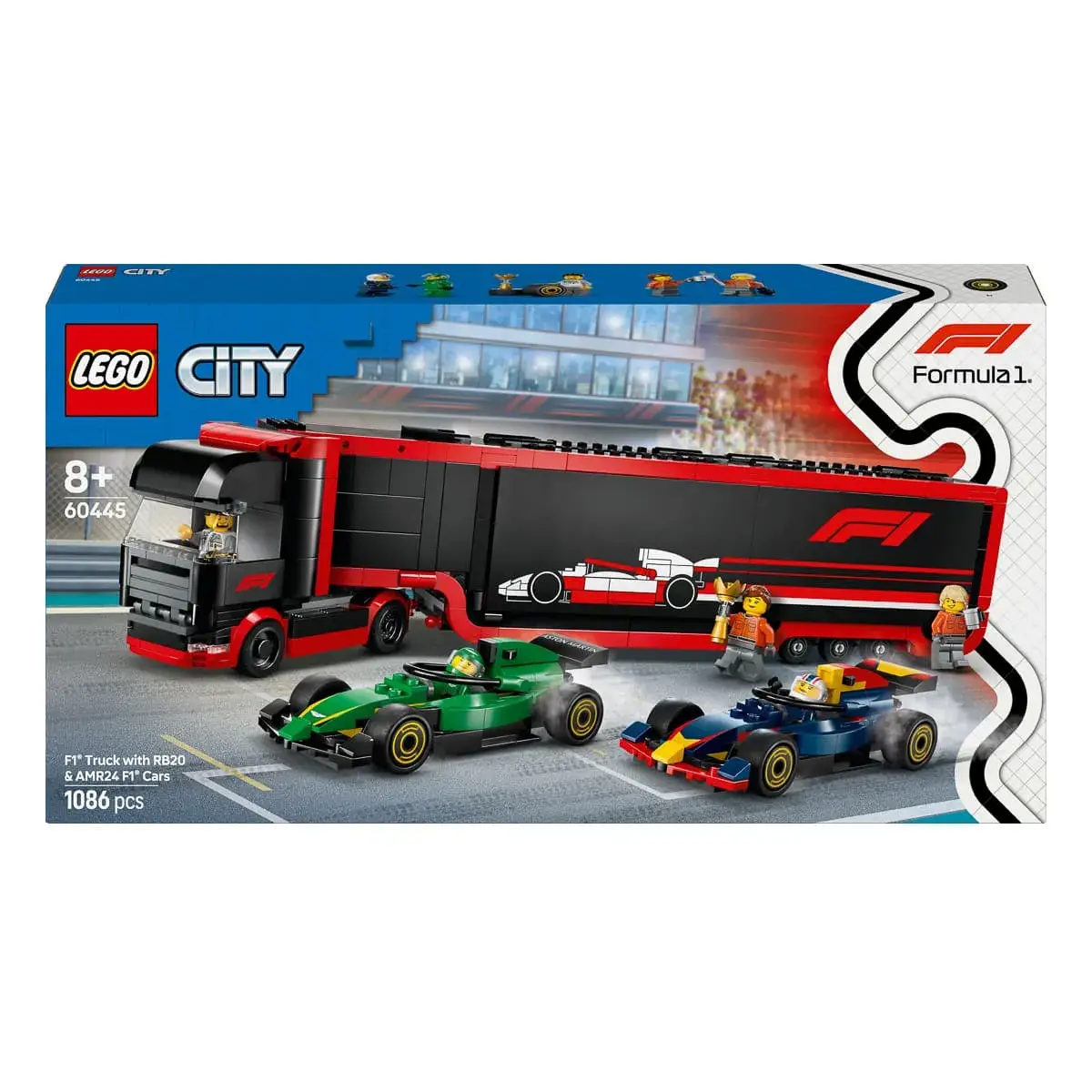 LEGO City Вантажівка F1 з автомобілями RB20 та AMR24 60445