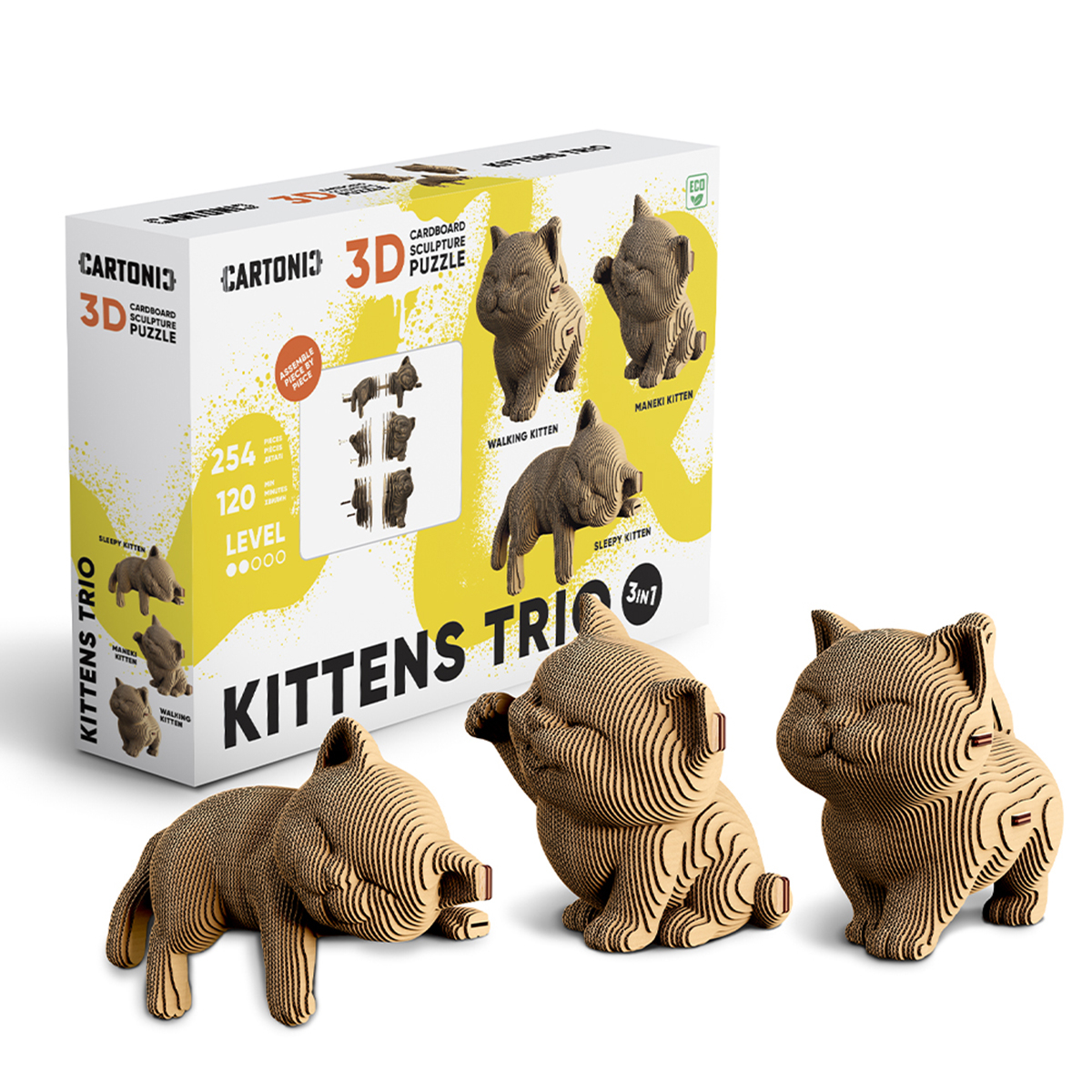 Картонний конструктор Cartonic 3D Puzzle Kittens Trio, CARTKITTENS