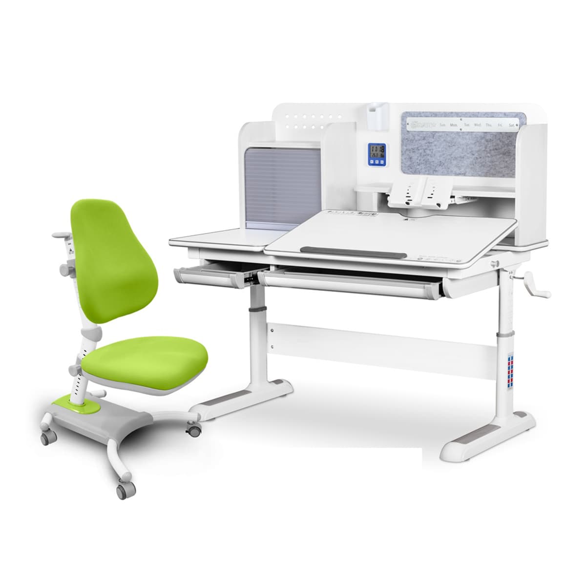 Комплект Mealux BD-630 WG/G+Y-220 KZ Winnipeg White + Omega Green Парта Крісло 