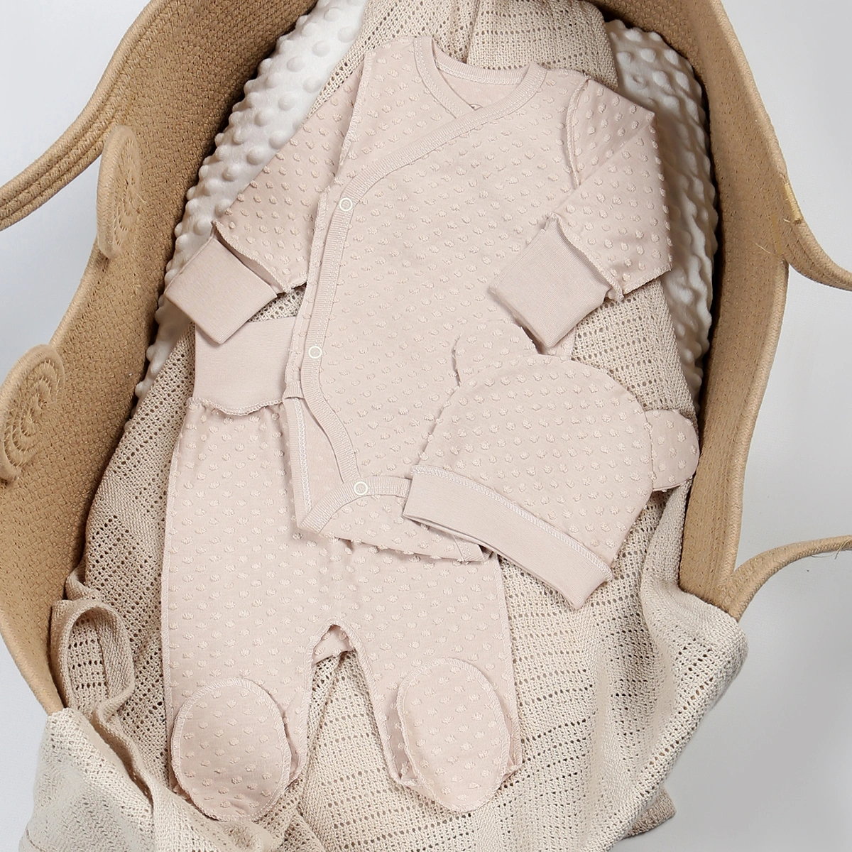 Комплект Flamingo боді повзунки шапочка Dots Beige (561-934)