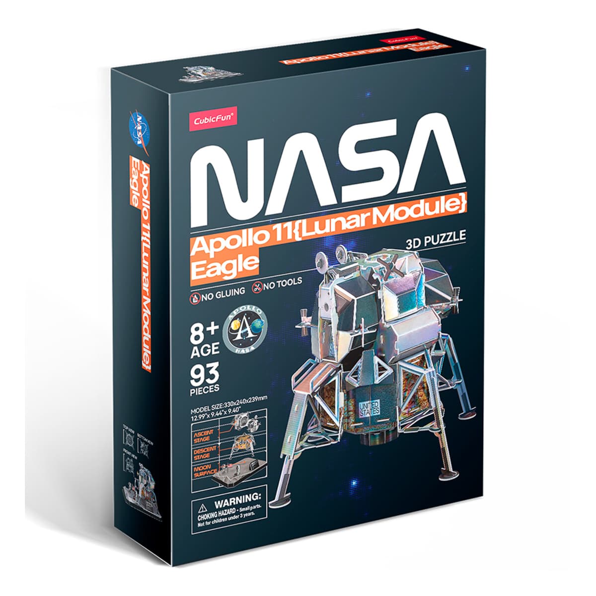 Тривимірна головоломка-конструктор CubicFun NASA Місячний модуль Орел місії Аполлон-11, 93 ел, DS1058H