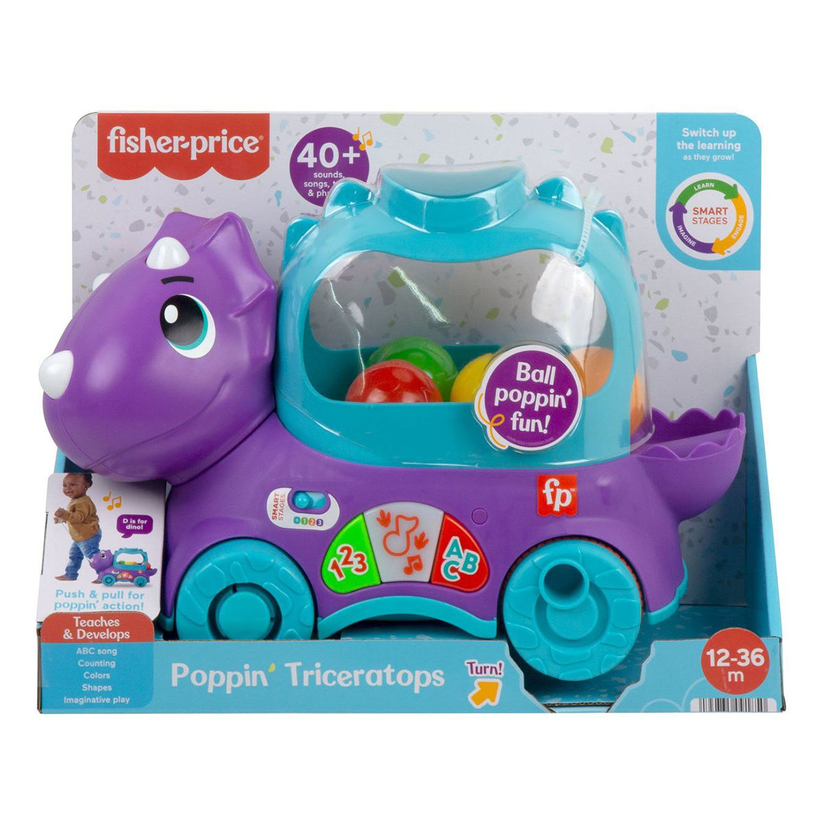 Іграшка-каталка Fisher-Price Веселий трицератопс, HNR53 — фото 2