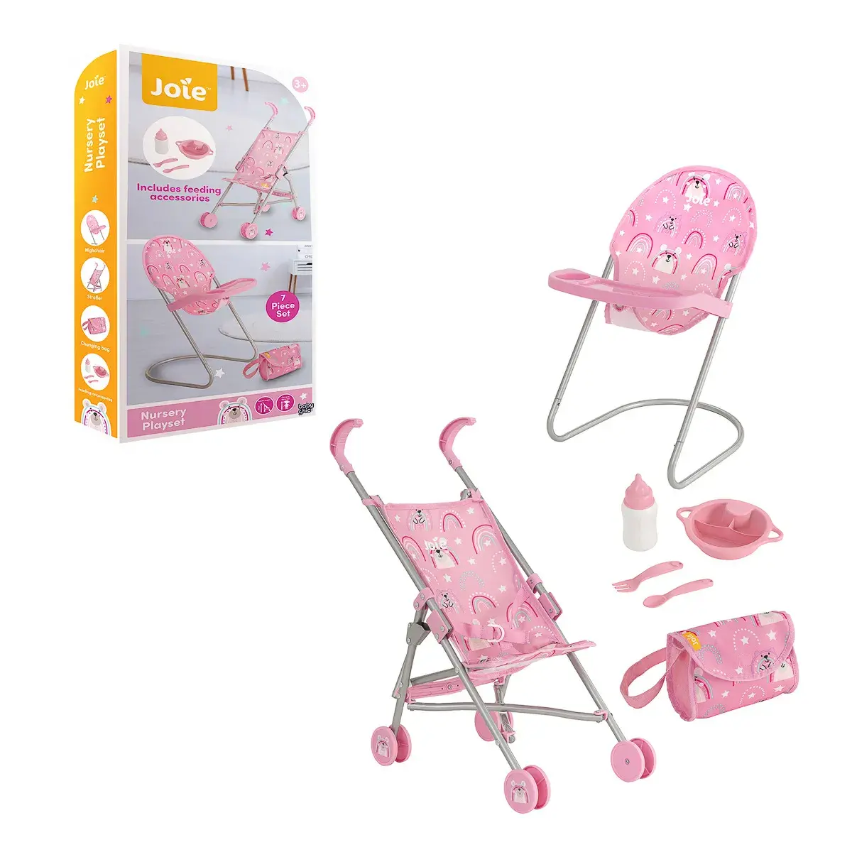 Набір для догляду за лялькою Baby Chic з коляскою і стільчиком (1424057)