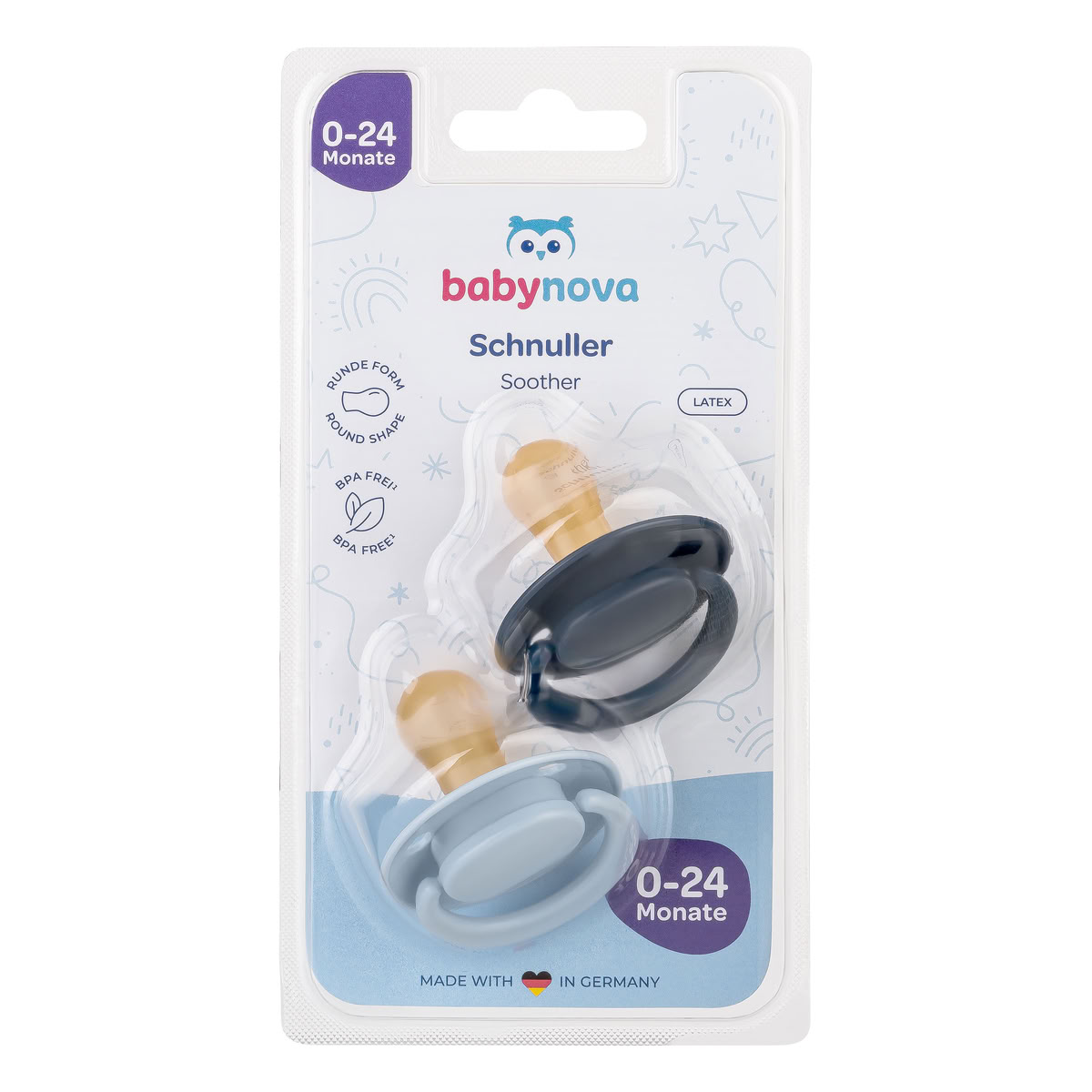 Пустушка babynova блакитна і синя 2 шт 23500-2