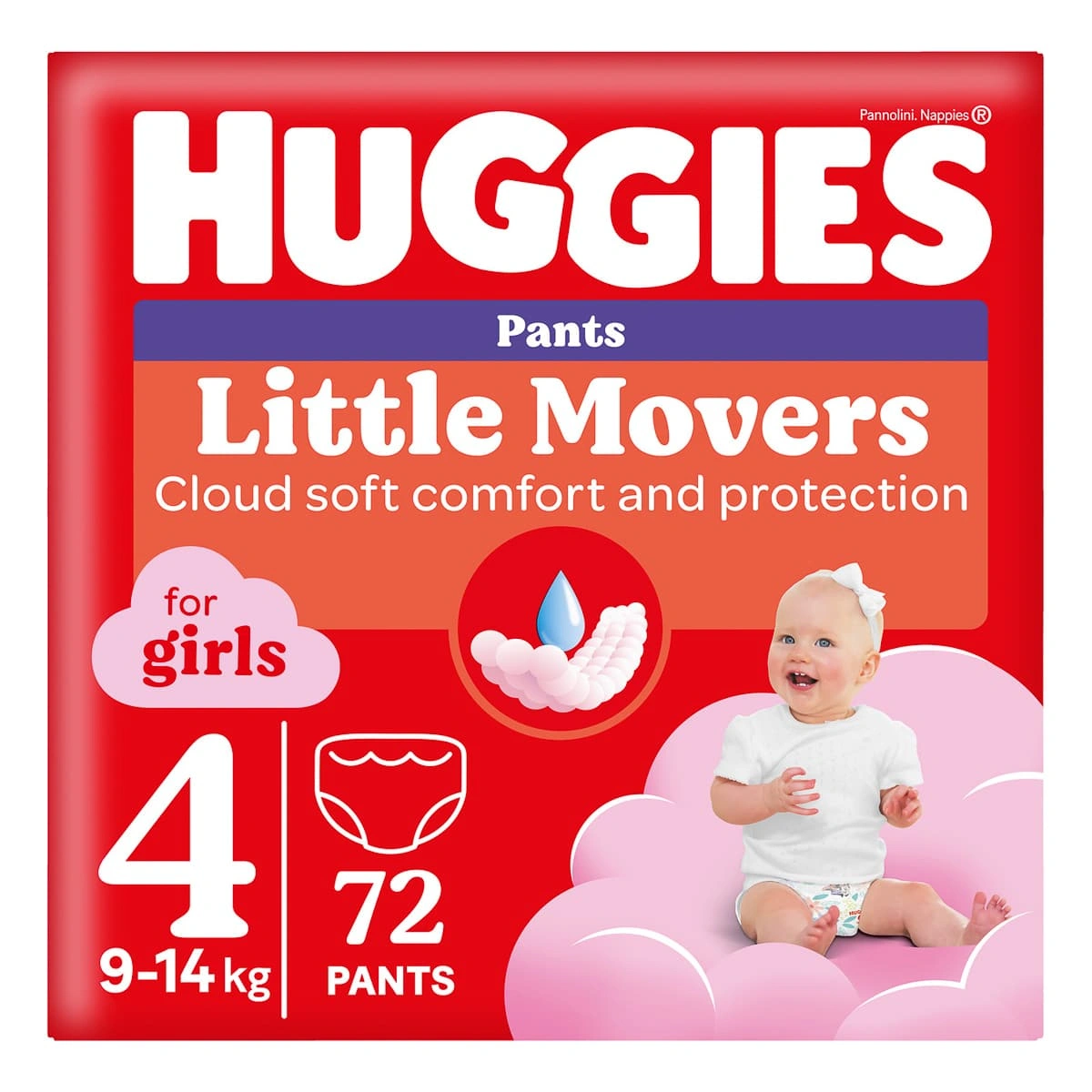 Підгузки-трусики Huggies Pants Little Movers Girl 4 (9-14 кг), 72 шт 2759091