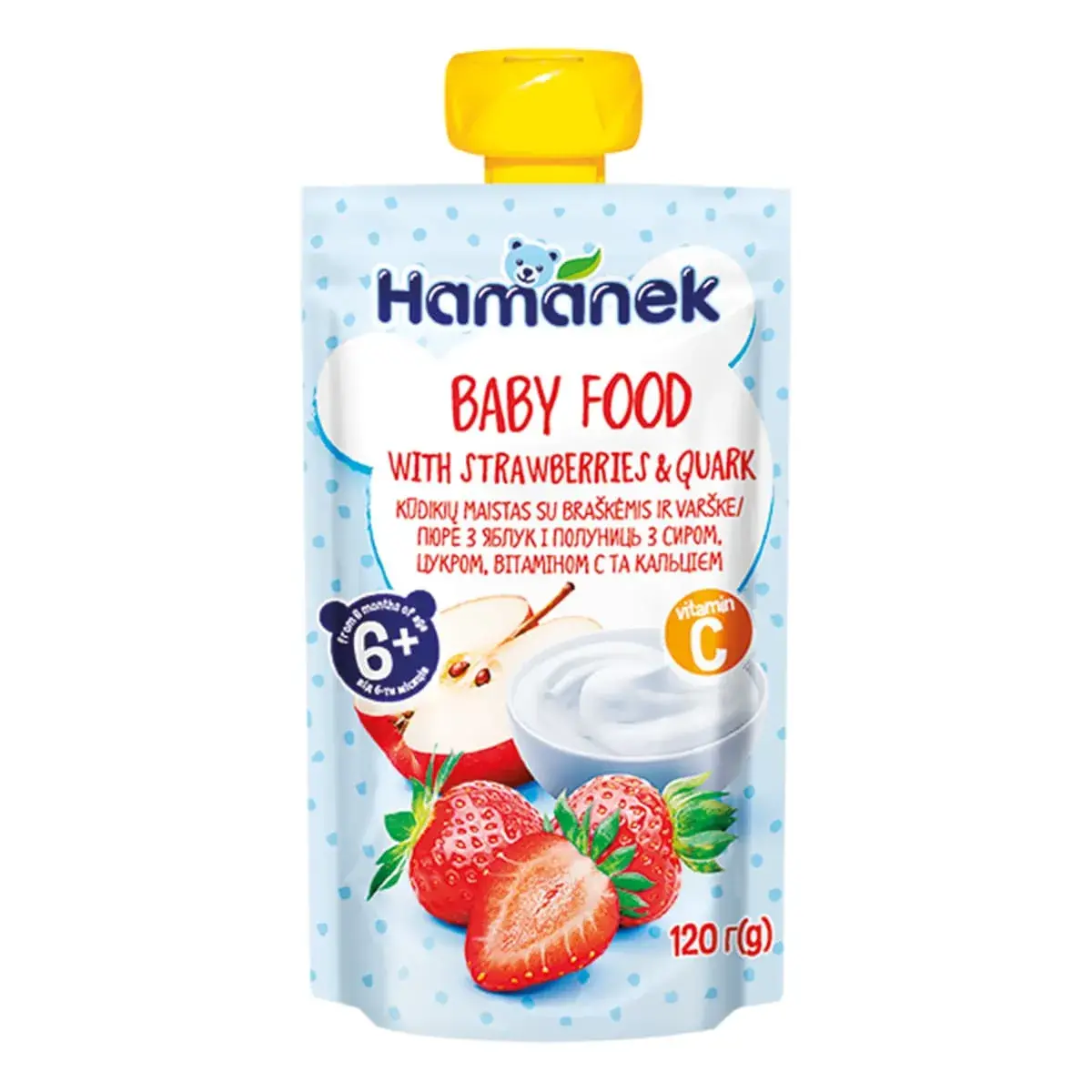 Пюре Hamanek Яблуко Полуниця Сир 120 г