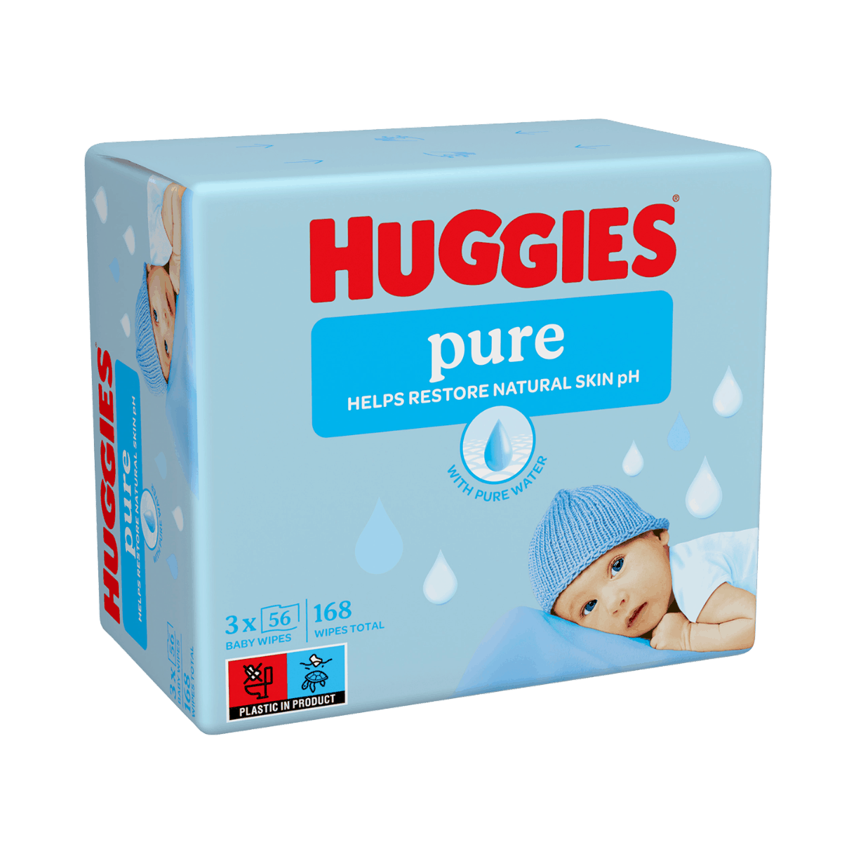 Дитячі вологі серветки Huggies Pure Triplo 168 шт 2434335