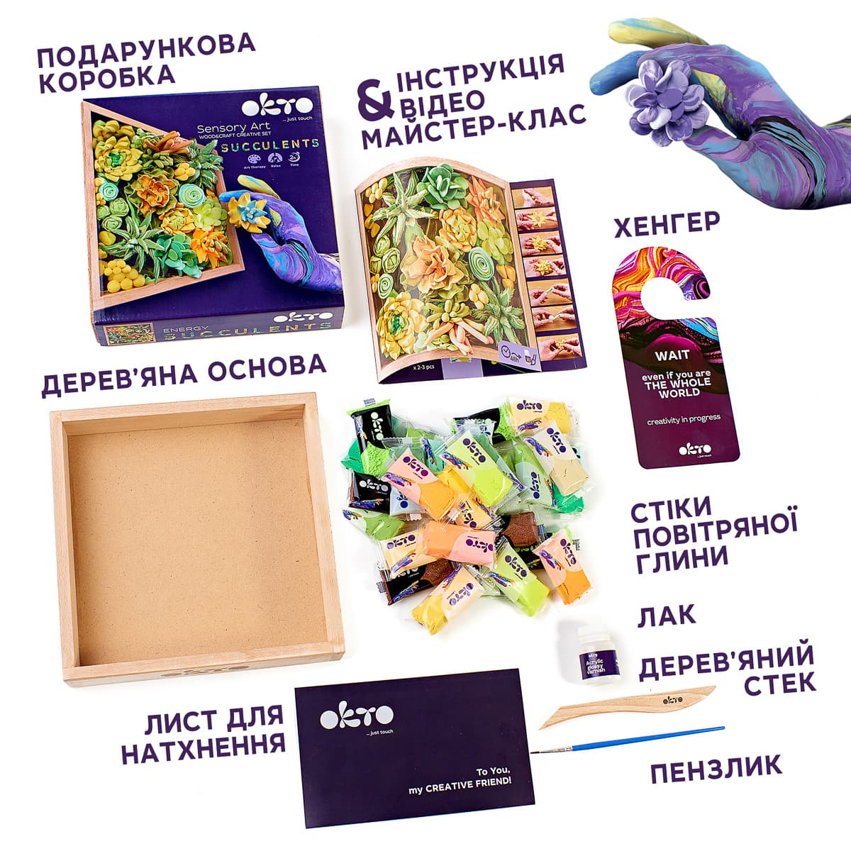 Набір для об'ємного ліплення ОКТО Wood&Craft Енергія (укр) 21х21 см, 10009 — фото 3