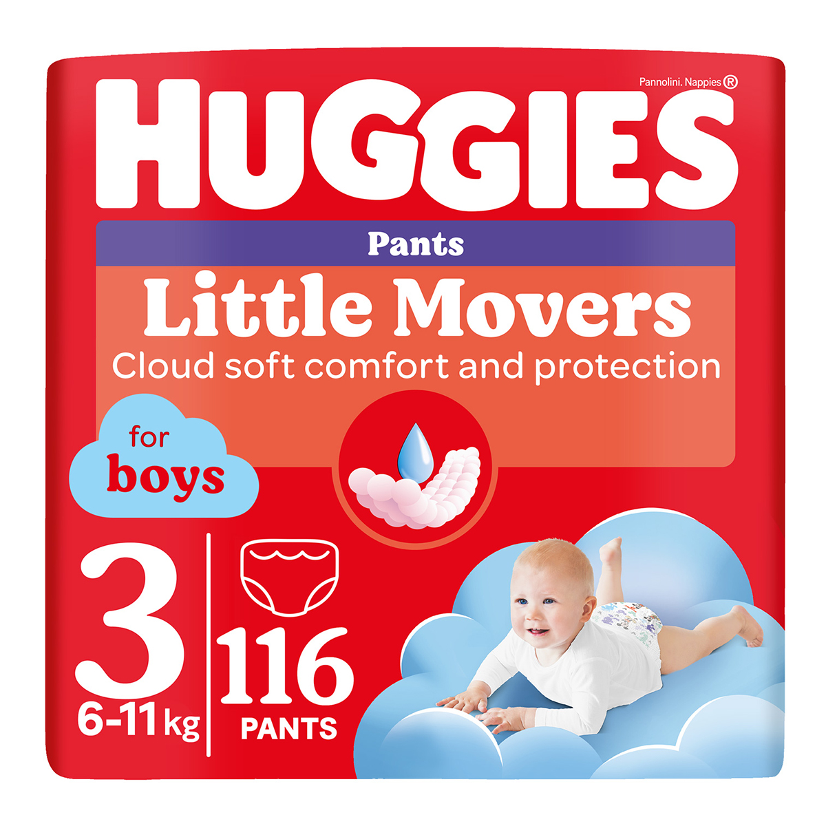 Підгузки-трусики Huggies Pants Little Movers Boys 3 M-Pack (6-11 кг) 116 шт 9401808