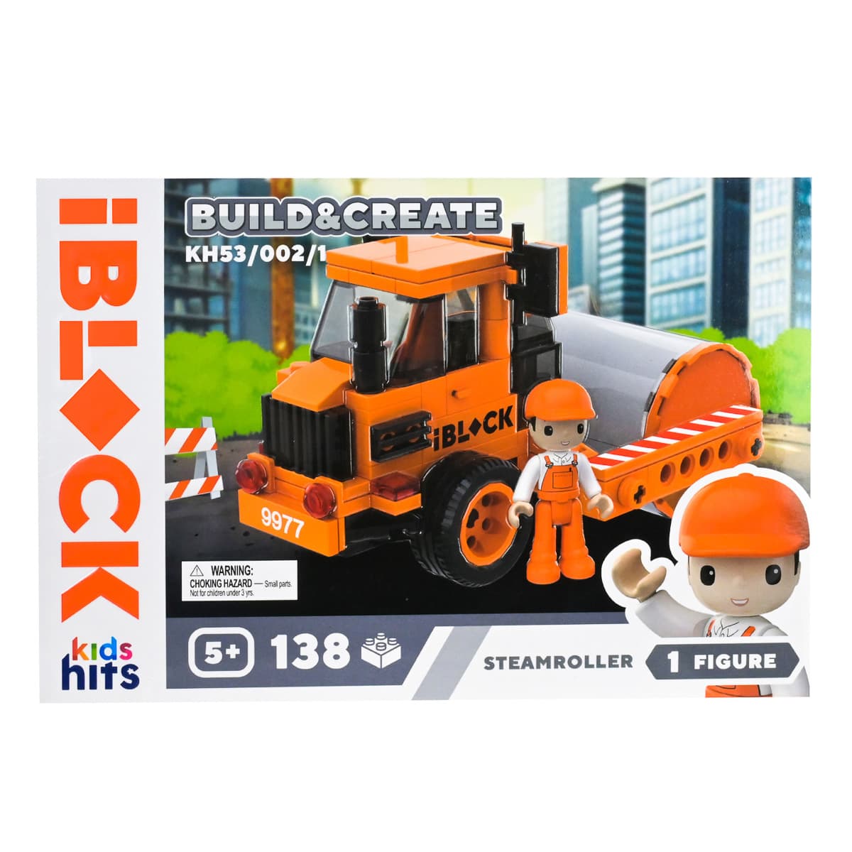 Конструктор Kids Hits IBlock Junior Дорожній коток 138 ел, KH53/002/1