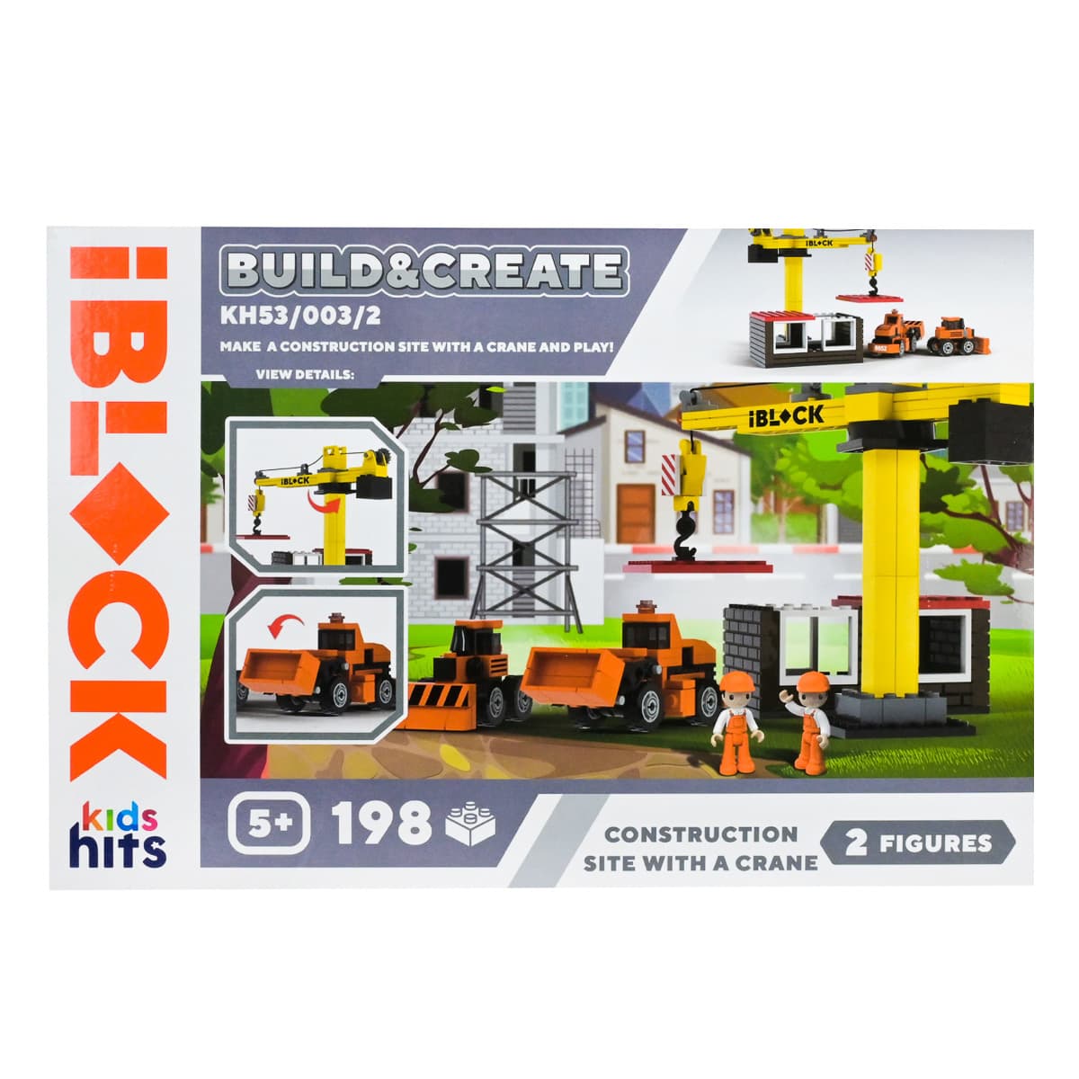 Конструктор Kids Hits IBlock Junior Баштовий кран та бульдозери 198 ел, KH53/003/2 — фото 2