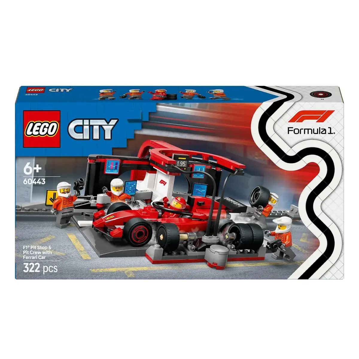 LEGO City Піт-стоп і піт-екіпаж F1 з болідом Ferrari 60443