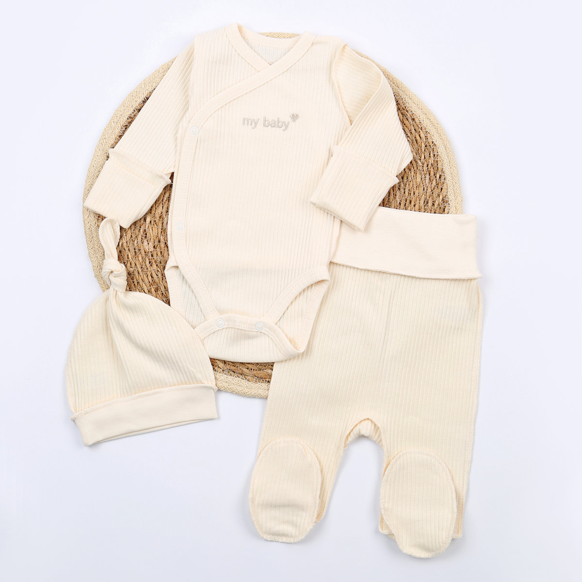 Комплект Flamingo Боді Повзунки Шапочки (433-133) Milk
