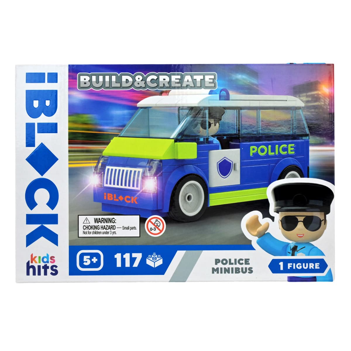 Конструктор Kids Hits IBlock Junior Мікроавтобус поліції 117 ел, KH41/002/4