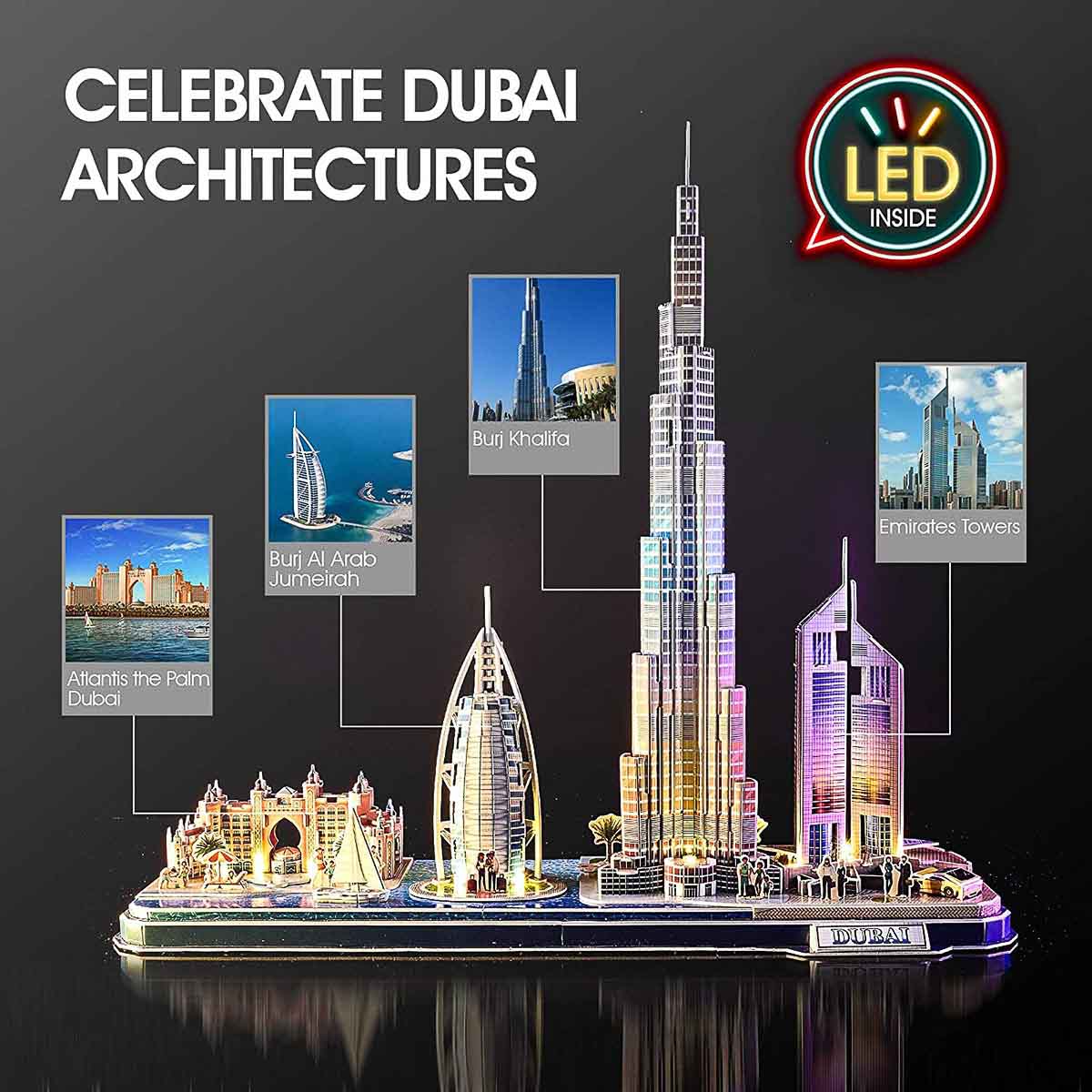 Пазл 3D CubicFun City Line Дубай з LED-підсвічуванням, L523H — фото 4