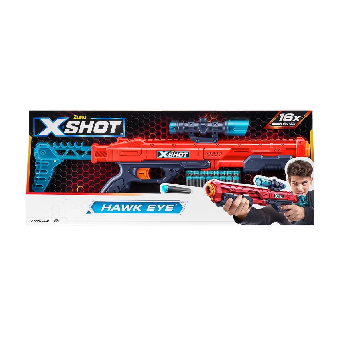 Скорострільний бластер Zuru X-Shot Red Excel Hawk Eye, 36435R — фото 2