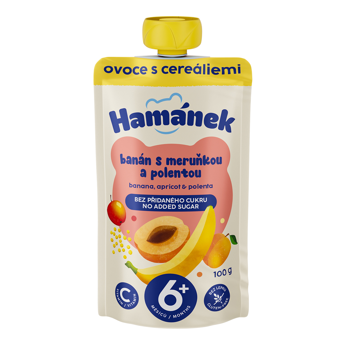 Пюре Hamanek Яблуко Банан Абрикос Полента 100 г