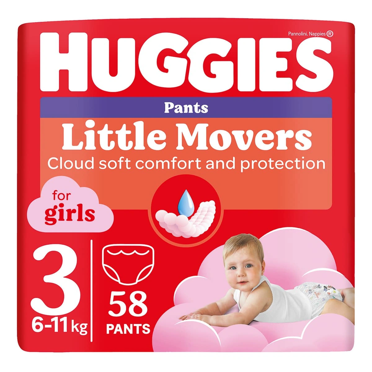 Підгузки-трусики Huggies Pants Little Movers Girls 3 (6-11 кг) 58 шт 2758491