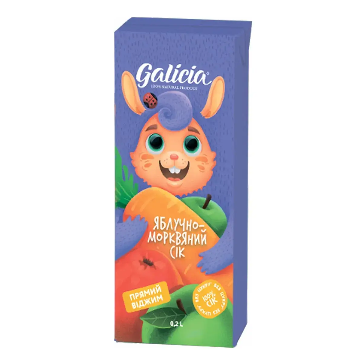 Сік з м'якоттю Galicia Яблуко Морква 200 мл