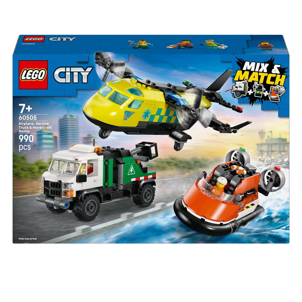LEGO City Great Vehicles Ремікс літака, вантажівки та судна на повітряній подушці 60505