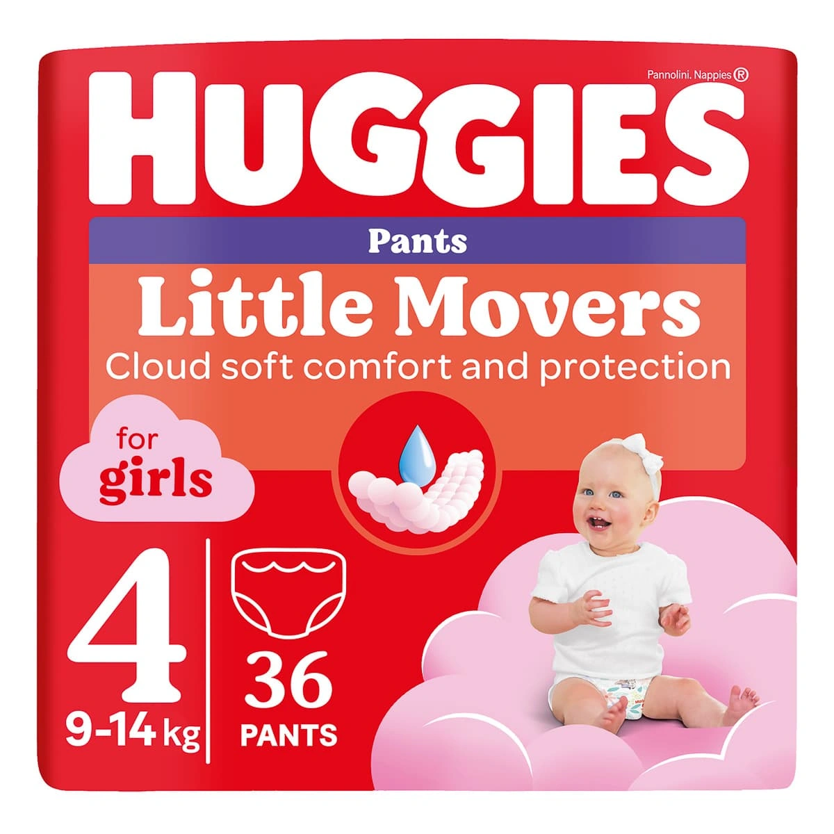 Підгузки-трусики Huggies Pants Little Movers Girls 4 (9-14 кг) 36 шт 2758501