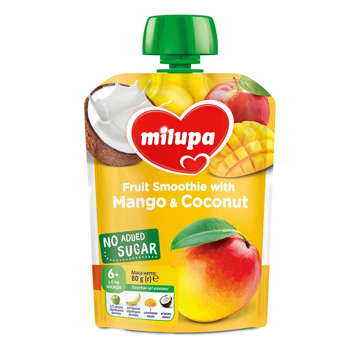 Пюре Milupa Яблуко Банан Манго Кокос 80 г