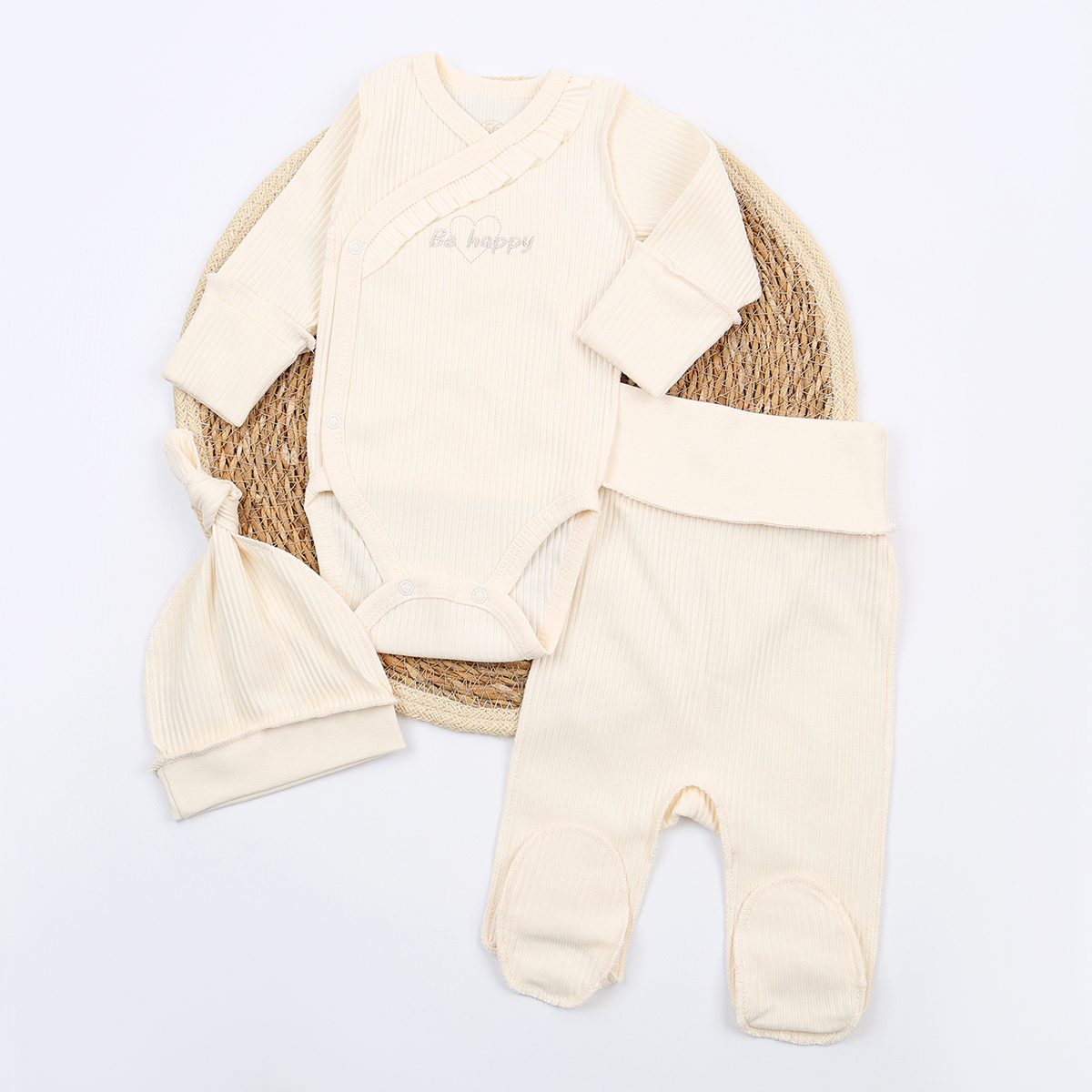Комплект Flamingo Боді Повзунки Шапочка (209-133) Milk