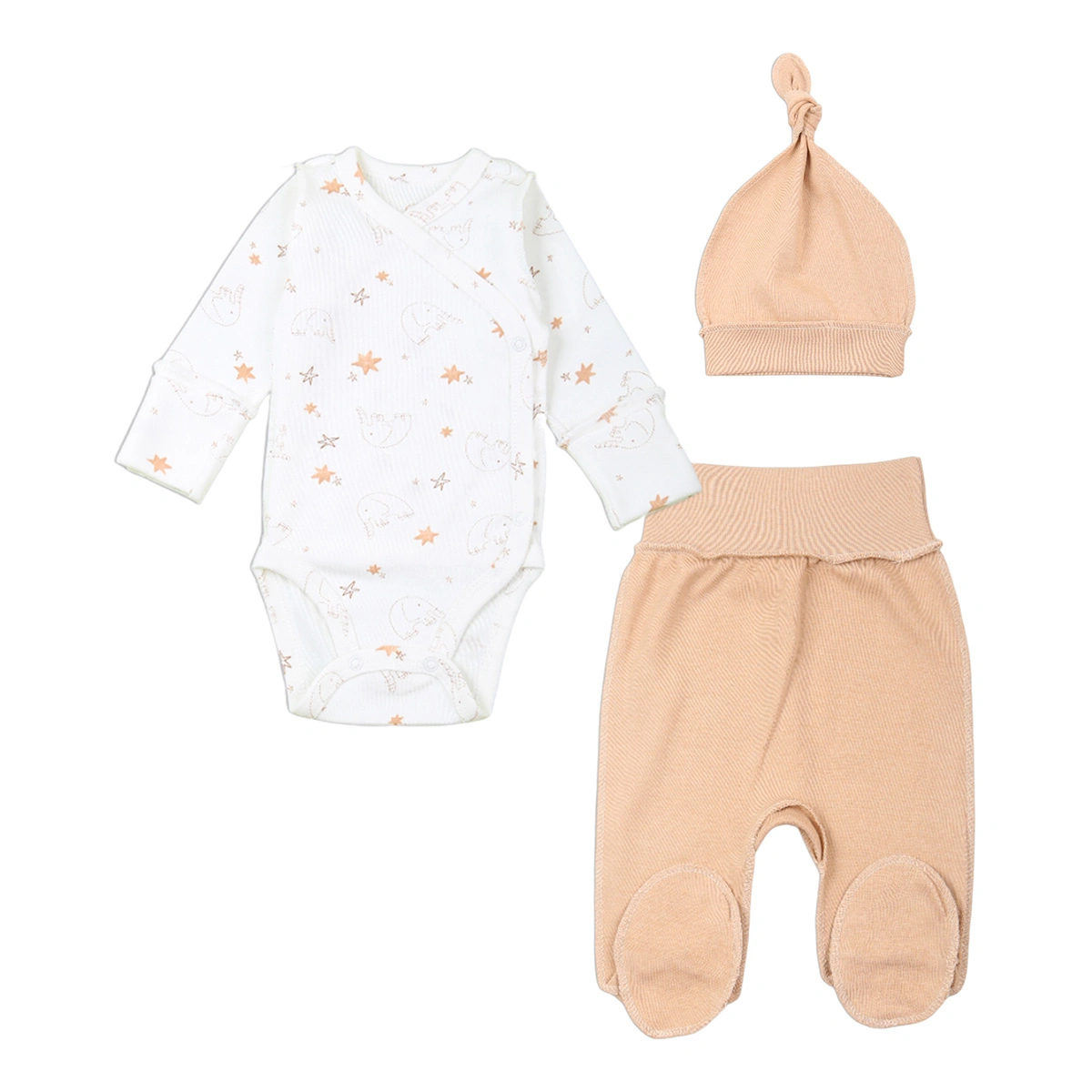 Комплект Flamingo Боді Повзунки Шапочка 433-116 Beige
