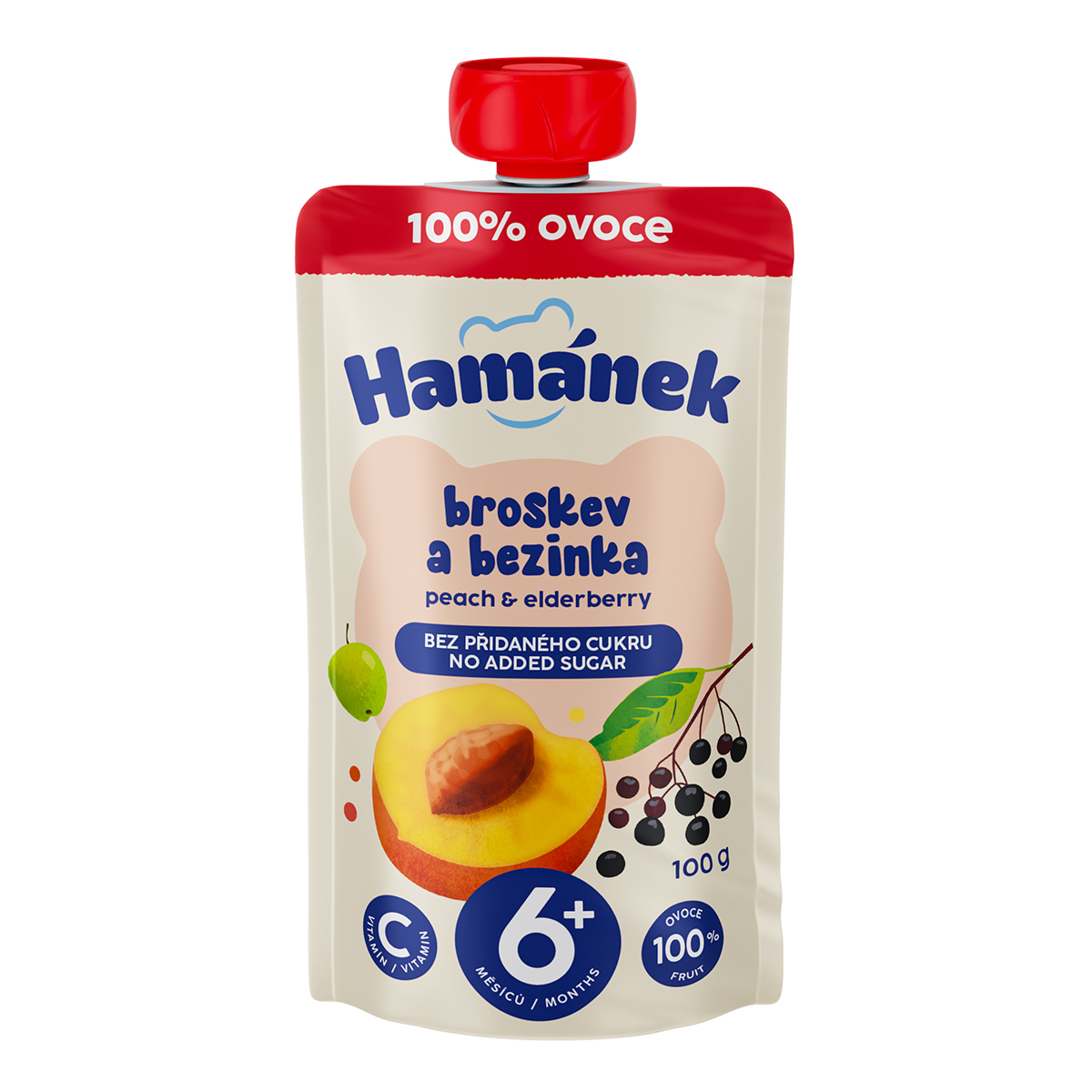 Пюре Hamanek Яблуко Персик Бузина 100 г