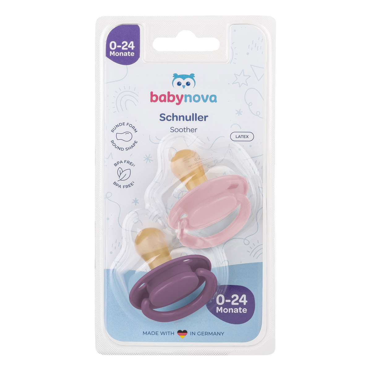 Пустушка babynova Pink&Purple 2 шт 23500-1