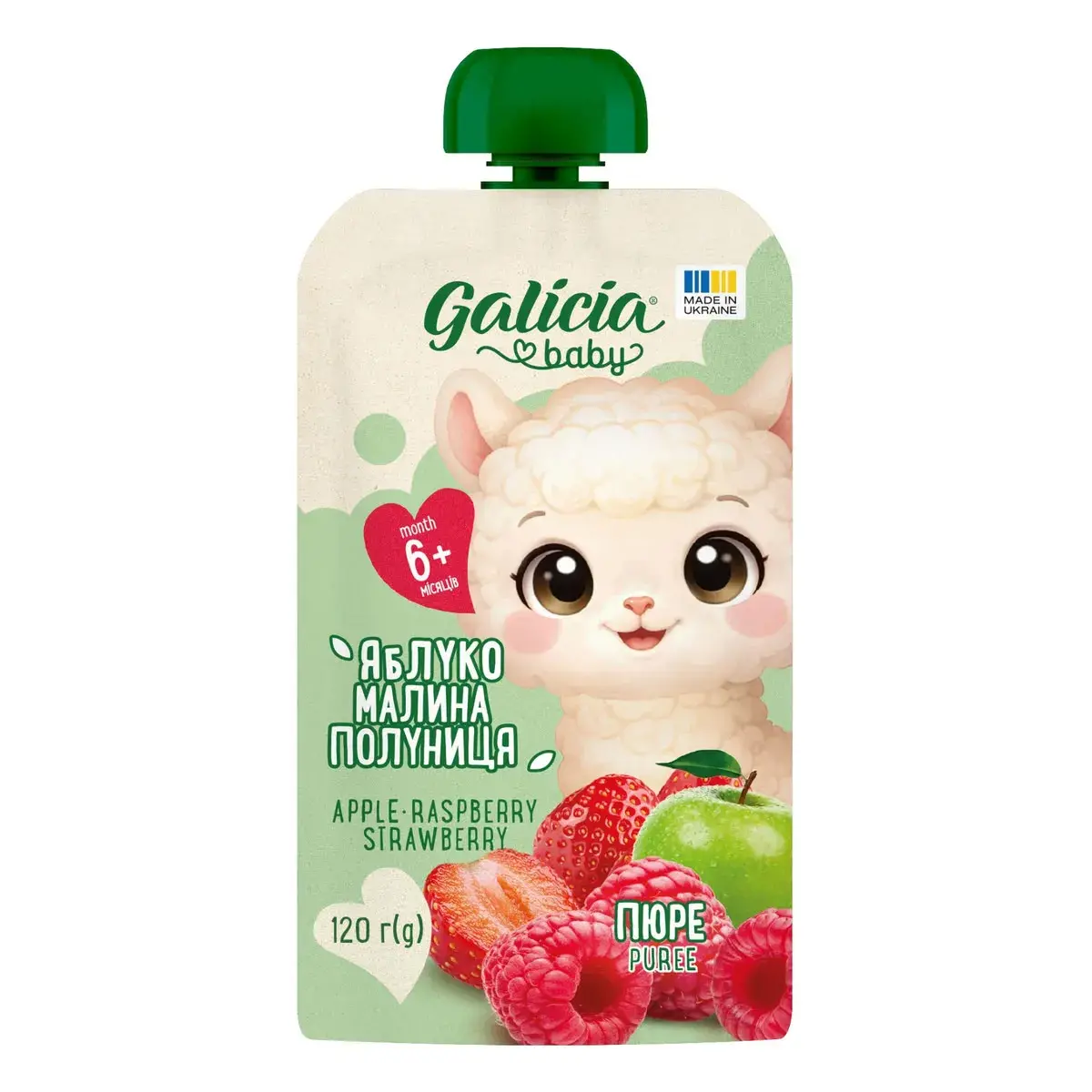 Пюре Galicia Baby яблучно-малиново-полуничне 120 г