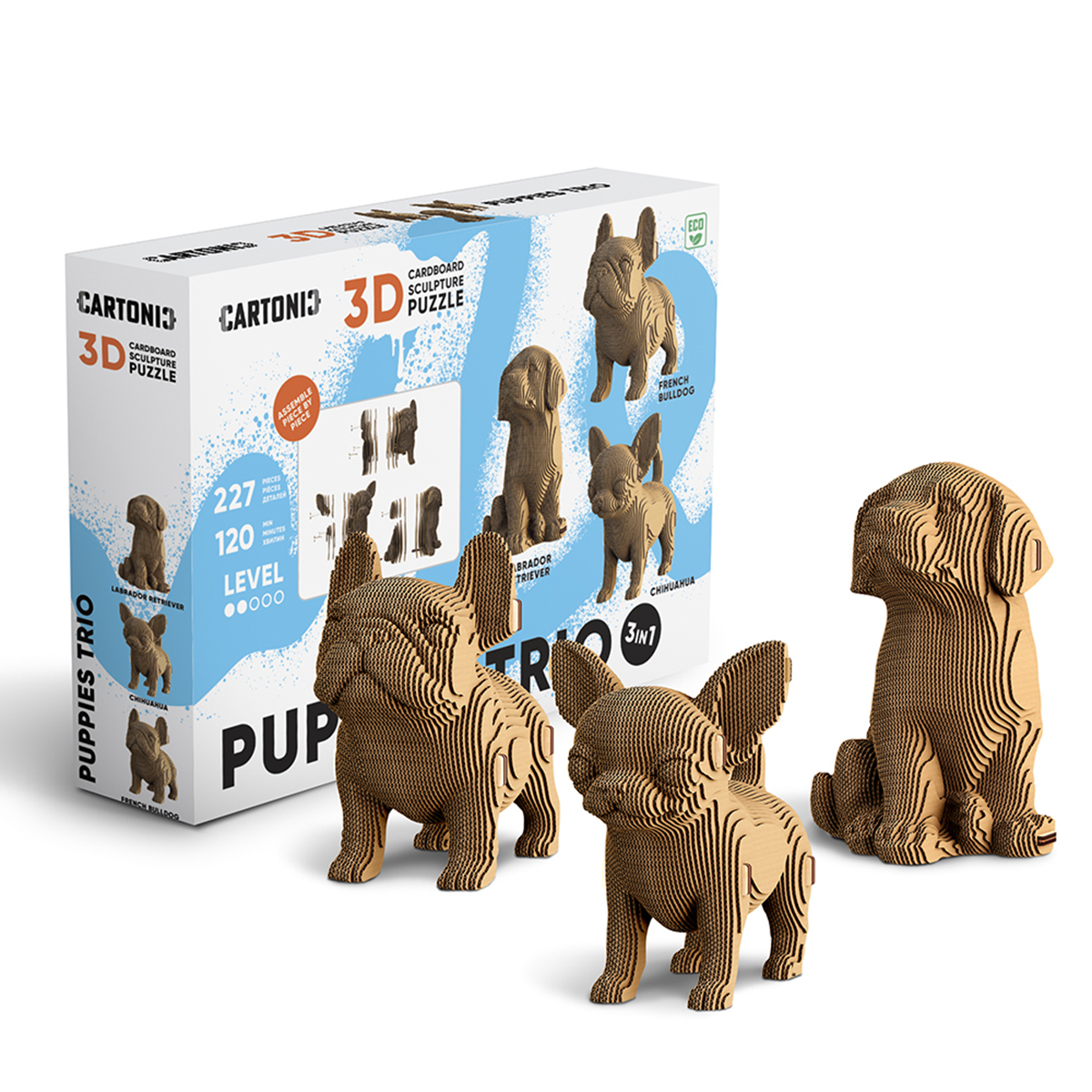 Картонний конструктор Cartonic 3D Puzzle Puppies Trio, CARTPUPPIES