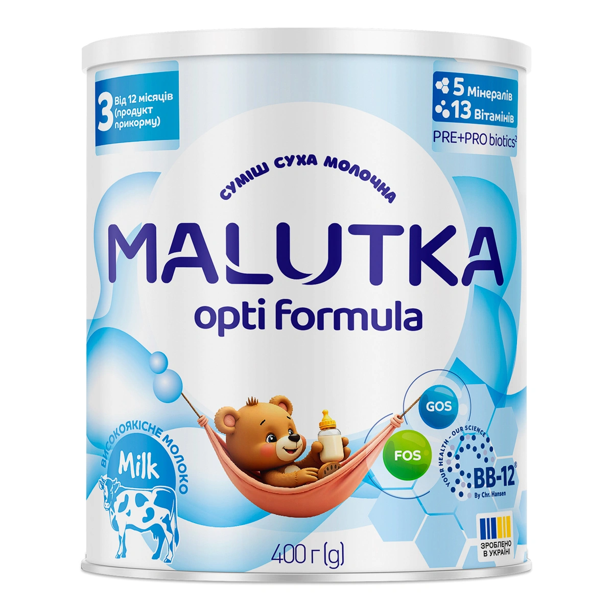 Суміш суха молочна Malutka Opti Formula 3 для дітей від 12 місяців  400 г