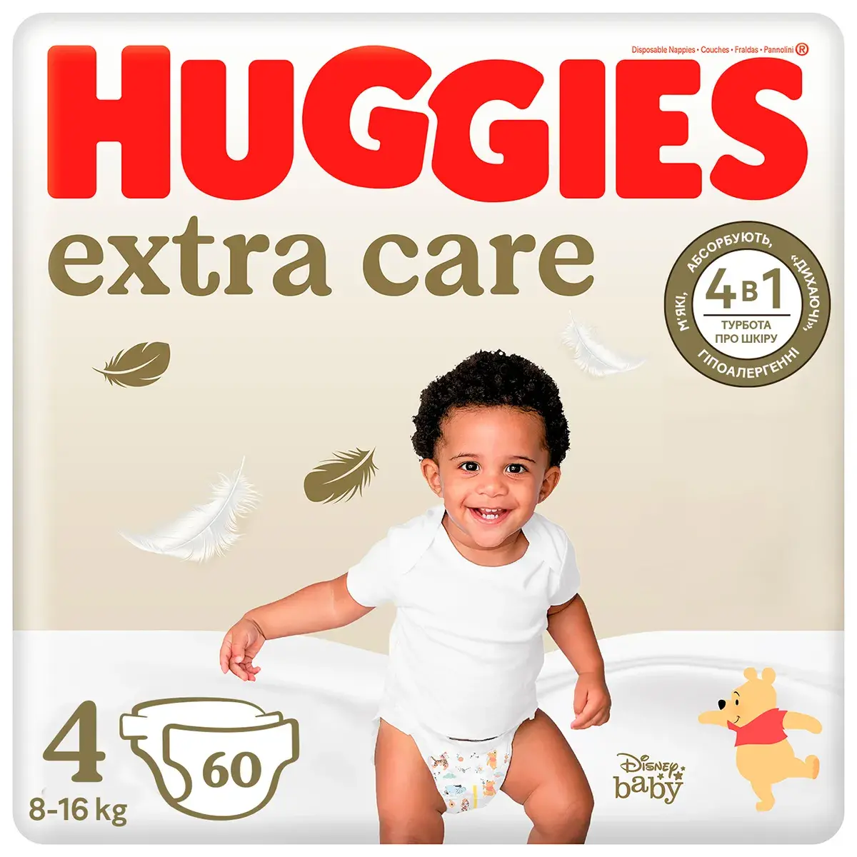 Підгузки Huggies Extra Care 4 Mega (8-16 кг) 60 шт 2591061