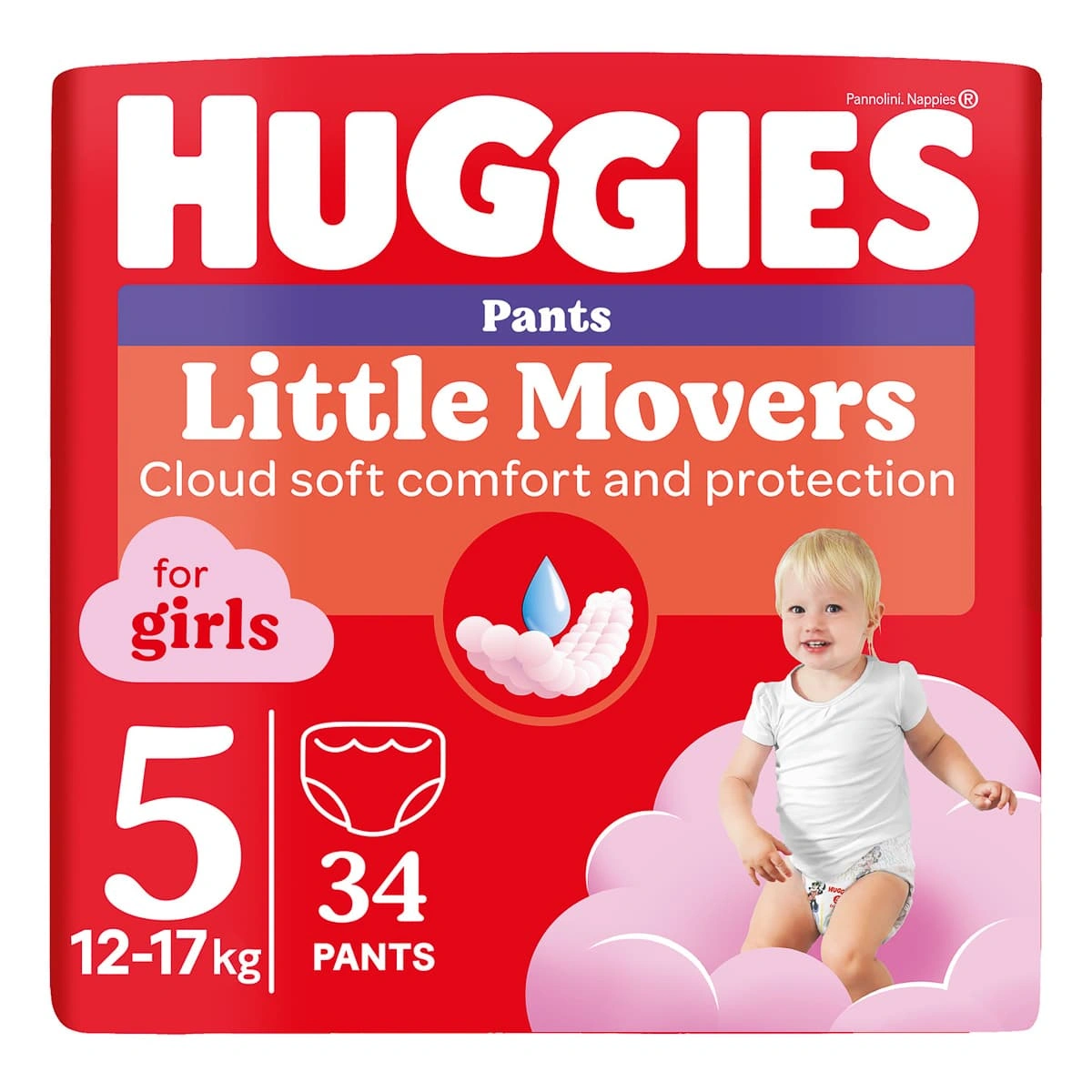 Підгузки-трусики Huggies Pants Little Movers Girls 5 (12-17 кг) 34 шт 2758571