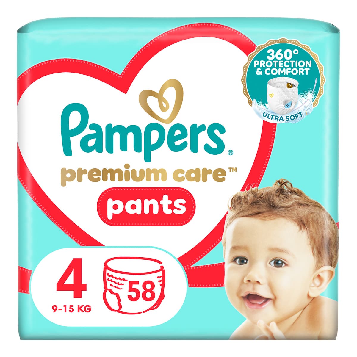 Підгузки-трусики Pampers Premium Care Pants Розмір 4 (9-15 кг) 58 шт 740326