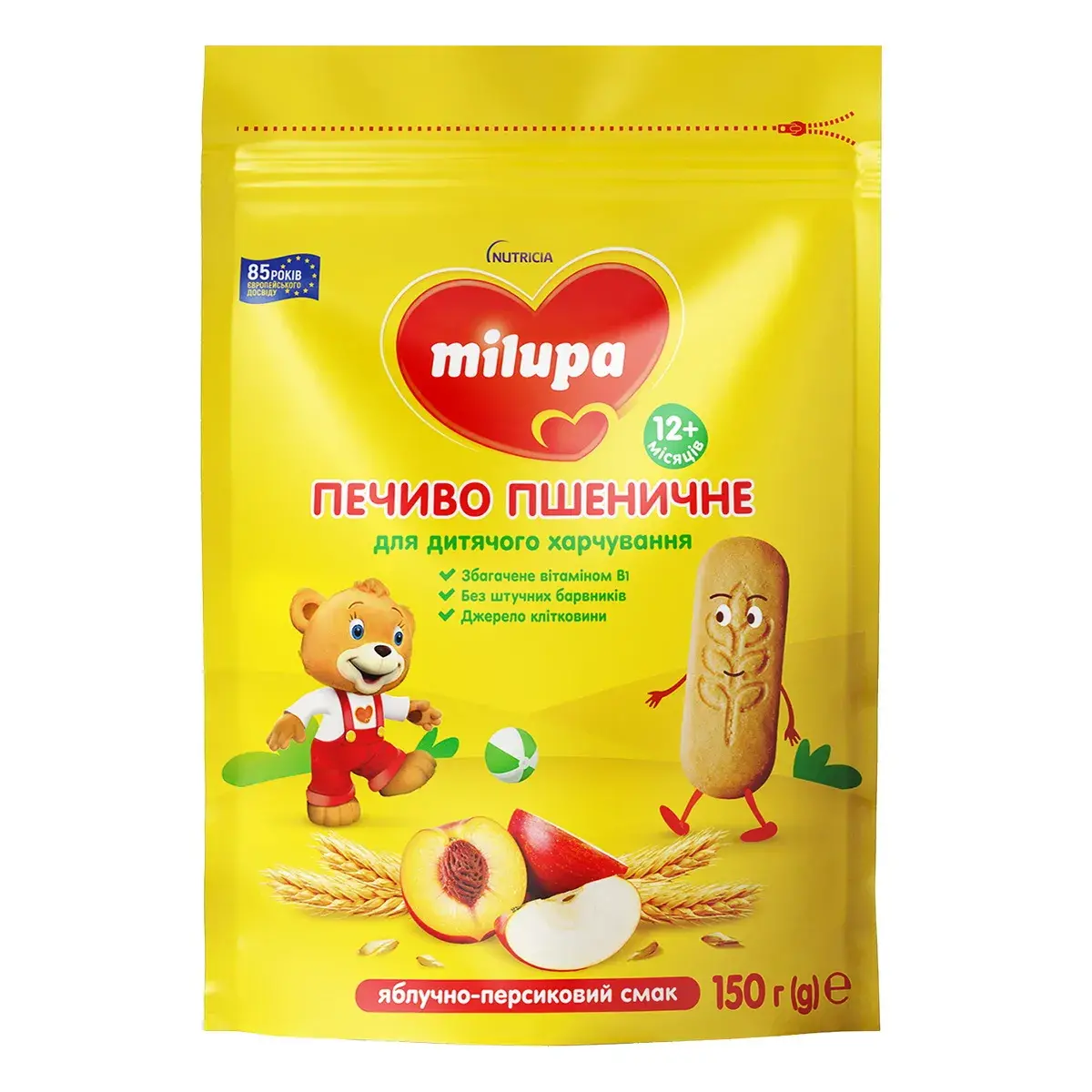 Печиво пшеничне Міlupa з яблучно-персиковим смаком від 12 місяців 150 г 208038
